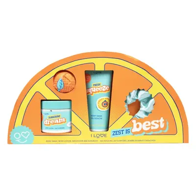 Set Shower Gel 100ml + Body Lotion 150ml + Effervescent Bath Bomb 50g + Hair Elastic Zest is Best, I Love