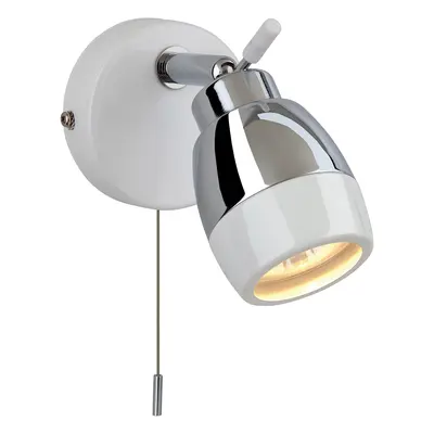 Firstlight Marine Wall Spotlight with On/Off Pull Cord Modern Style in Chrome and White