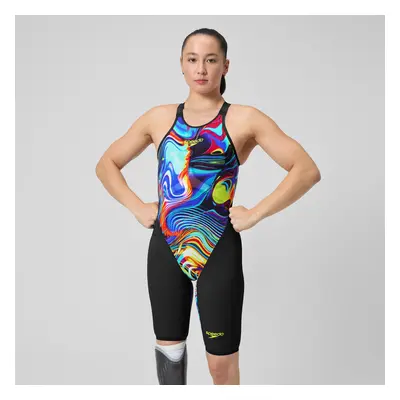 Speedo Womens Fastskin LZR Pure Valor 2.0 Openback Kneeskin - Black/Molten Blur Multi | Size: Adult 25