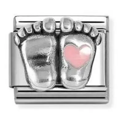 Nomination 330204/31 Classic Pink Baby Feet Heart Sterling Jewellery