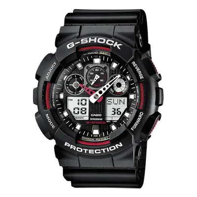Casio GA-100-1A4ER G-Shock Chronograph Alarm Black Red Watch