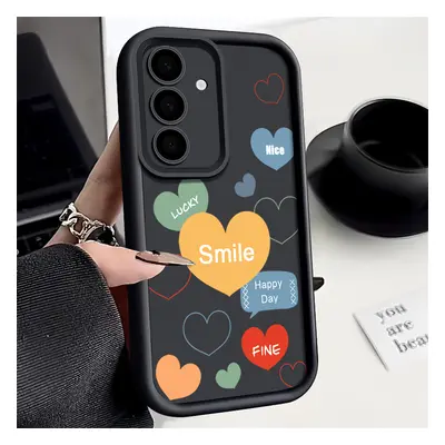 Yellow Love Heart Soft TPU Case For Samsung Galaxy S25 S22 S23 S24 Ultra A56 A55 A53 A16 A15 A35 A25 A54 5G S24 FE Phone Cover