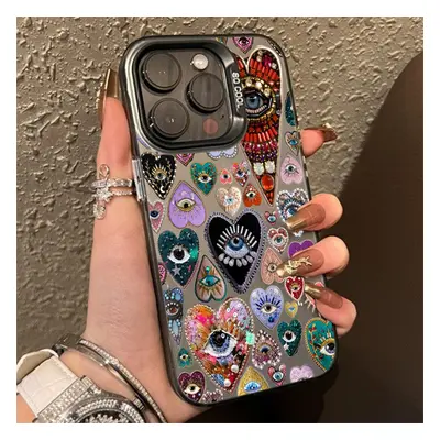 Evil Eye Glossy Heart Pattern IMD Phone Case For Samsung Galaxy A06 A16 A23 A26 A34 A36 A56 S25 S24 S23 S22 Ultra Plus FE Cover