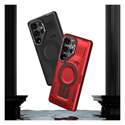 Armor Shockproof Magnetic With Lens Holder Case For Samsung Galaxy S25 S24 Plus Ultra S23 FE A16 A06 A55 A35 A25 5G A15 A05S A05