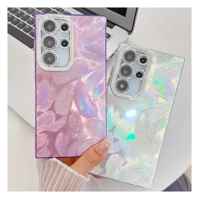 Feather Camlet Phone Case For Samsung Galaxy S25 S24 FE Plus S23 Ultra A16 A36 A56 A55 A54 A15 A25 A35 Hard PC Glitter Cover
