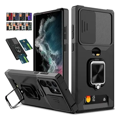 Armor Shockproof Case for Samsung Galaxy S25 Ultra Plus S24FE A16 A06 A55 Ring Stand Slide Camera Lens Card Solt Wallet Cover