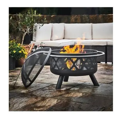 Firepit Wood Burning Fire Pit Black Cozy and Functional Outdoor Heating Solution