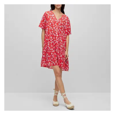 Red Dango Printed Cotton Mini Dress