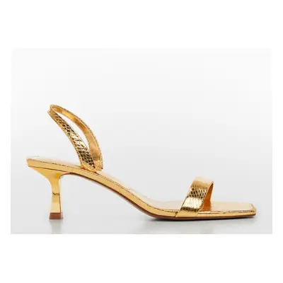 Gold Metallic Snake Slingback Heeled Sandals