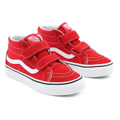 VANS Kids Sk8-mid Reissue Hook And Loop Shoes (4-8 Years) (racing Red/true White) Kids Red, Size