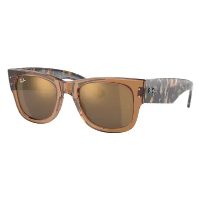 Ray-Ban Unisex Sunglass RB0840S Mega Wayfarer - Frame color: Transparent Brown, Lens color: Gold