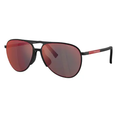 Prada Linea Rossa Man Sunglass PS 53ZS - Frame color: Rubbered Black, Lens color: Dark Grey Mirr