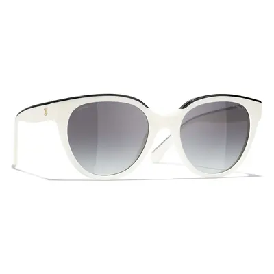 Chanel Woman Sunglass Square Sunglasses CH5414A - Frame color: White, Lens color: Grey
