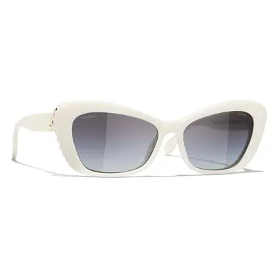 Chanel Woman Sunglass Cat Eye Sunglasses CH5481H - Frame color: White, Lens color: Grey