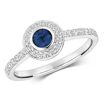 James Moore TH RD433WS 9k White Gold Diamond Sapphire Ring Jewellery