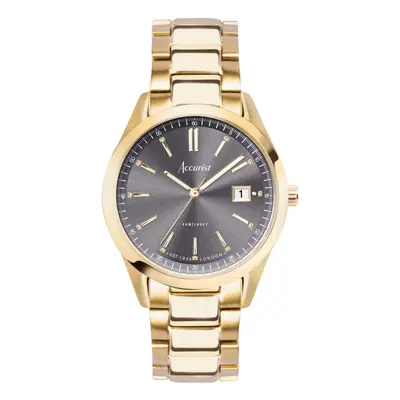 Accurist Everyday Mens | Grey Dial | Gold PVD Steel Watch