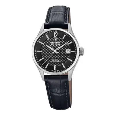 Festina F20009/4 | Women's Swiss Made | Black Leather Strap Watch