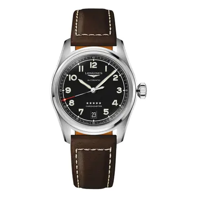 LONGINES L34104530 Spirit (37mm) Black Dial / Brown Leather Watch