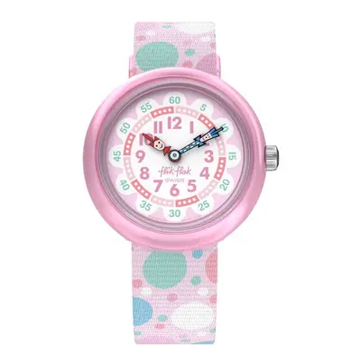 Flik Flak FBNP224 FLYING BUBBLES (31.85mm) Pink and White Watch