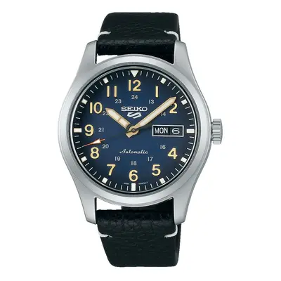 Seiko SRPG39K1 5 Sports Field Black Leather Strap Watch