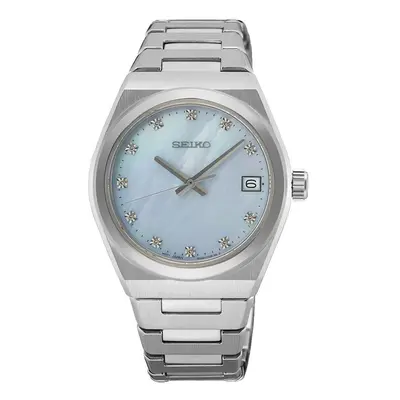 Seiko SUR603P1 Essential Time Diamond (34mm) Light Blue Watch
