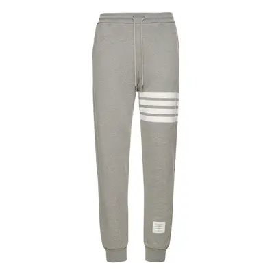 Thom Browne | Men Intarsia Stripes Cotton Sweatpants Light Grey