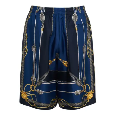 Versace | Men Nautical Printed Silk Shorts Blue/gold