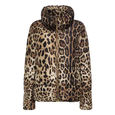 Dolce & Gabbana | Women Leopard Print Satin Puffer Jacket Multicolor