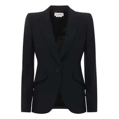 Alexander Mcqueen | Women Leaf Crepe Single Breasted Fitted Jacket Black
