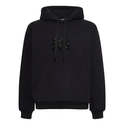 Dolce & Gabbana | Men Hooded Cotton Sweatshirt W/ Stones Black