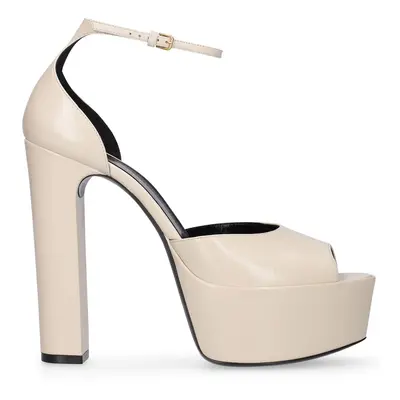 Saint Laurent | Women 95mm Jodie Leather Platform Sandals Pearl