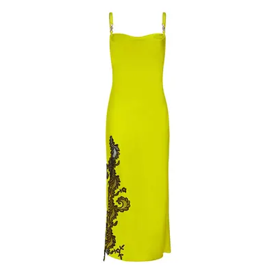 Versace | Women Satin & Lace Midi Dress Yellow