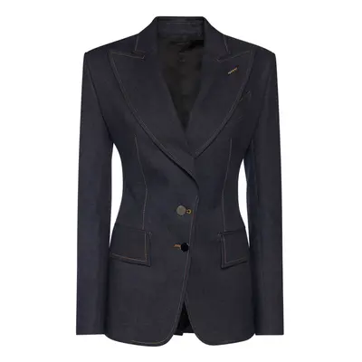 Tom Ford | Women Denim Single Breasted Jacket Dark Blue