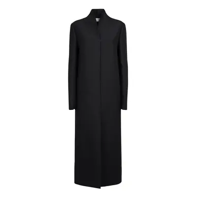The Row | Women Egle Wool & Silk Satin Long Coat Black