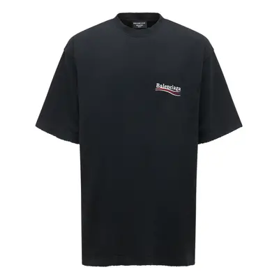 Balenciaga | Men Logo Cotton T-shirt Washed Black