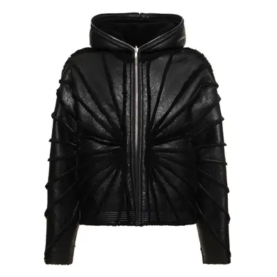 Rick Owens | Men Hooded Sealed Leather Jacket Black