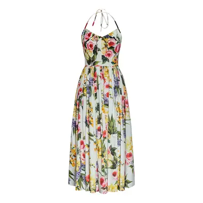 Dolce & Gabbana | Women Printed Cotton Poplin Midi Dress Multicolor