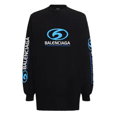 Balenciaga | Men Surfer Cracked Vintage Cotton T-shirt Black/blue