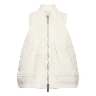 Sacai | Women Sleeveless Nylon Zip-up Jacket Ivory
