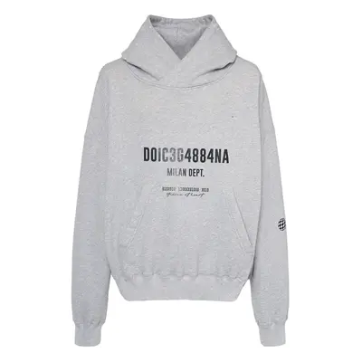 Dolce & Gabbana | Men Printed Cotton Jersey Oversized Hoodie Melange Grigio