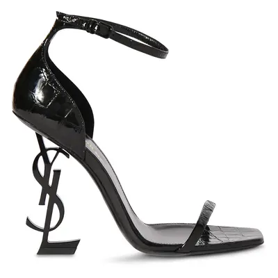 Saint Laurent | Women 110mm Opyum Croc Embossed Sandals Black
