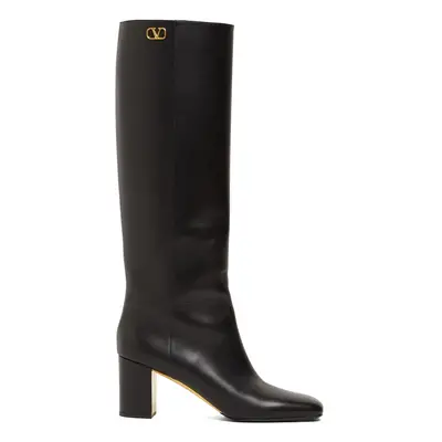 Valentino Garavani | Women 70mm Golden Walk Leather Tall Boots Black