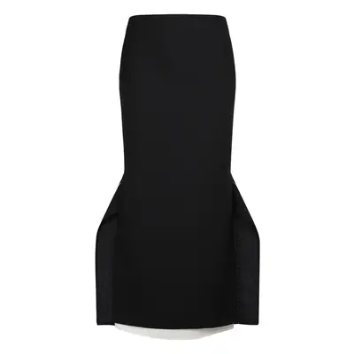 The Row | Women Patillon Asymmetric Wool Midi Skirt Black