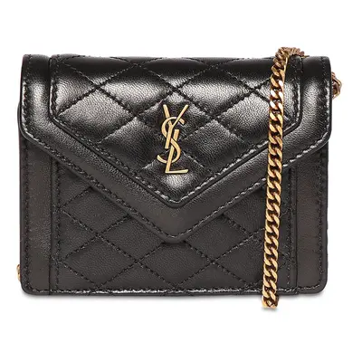 Saint Laurent | Women Gaby Micro Leather Chain Wallet Black