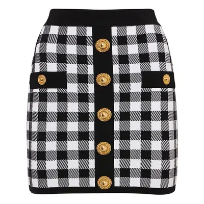 Balmain | Women Check Knit Mini Skirt Black/white