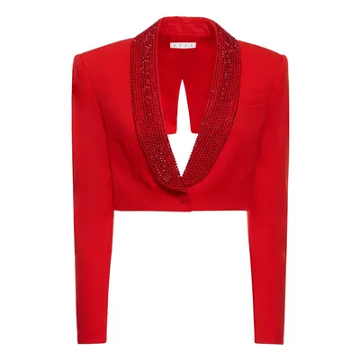 Area | Women Embellished Wool Cropped Blazer Red
