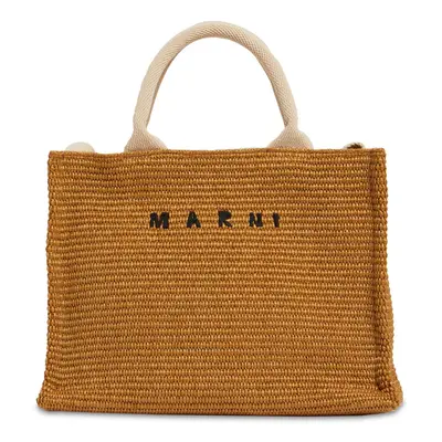 Marni | Women Small Logo Raffia Effect Tote Bag Raw Sienna