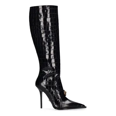 Versace | Women 110mm Croc Embossed Leather Boots Black
