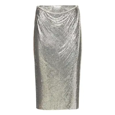Rabanne | Women Mini Mesh Midi Skirt Silver