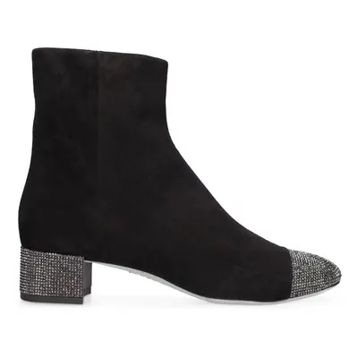 René Caovilla | Women 40mm Suede & Crystals Ankle Boots Black